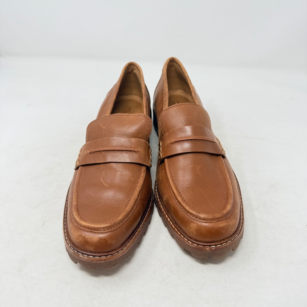 Madewell The Bradley Loafer English Saddle Brown Leather 8.5 Lug Sole Penny - Picture 3 of 9